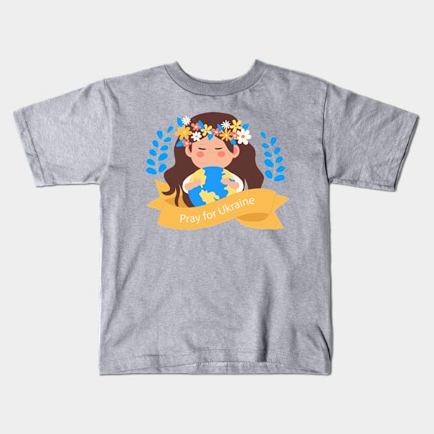 Pray For Ukraine Kids T-Shirt by Mako Design 